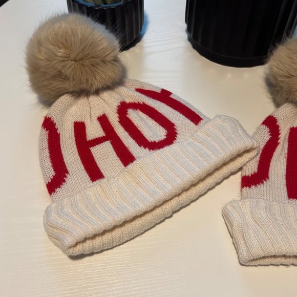 Mark and Graham "HO HO HO" Matching Beanie Ski Hats Holiday Pom Pom Beanie - Picture 2 of 9